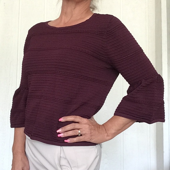 WHITE HOUSE BLACK MARKET DRAMA SLEEVE PONTELLE SWEATER MEDIUM - Picture 3 of 14